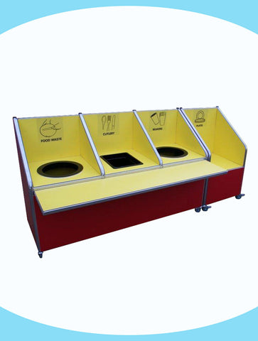 Juniors - Triple Recycle Unit - 2 x 72ltr bins, 1 cutlery container and plates section